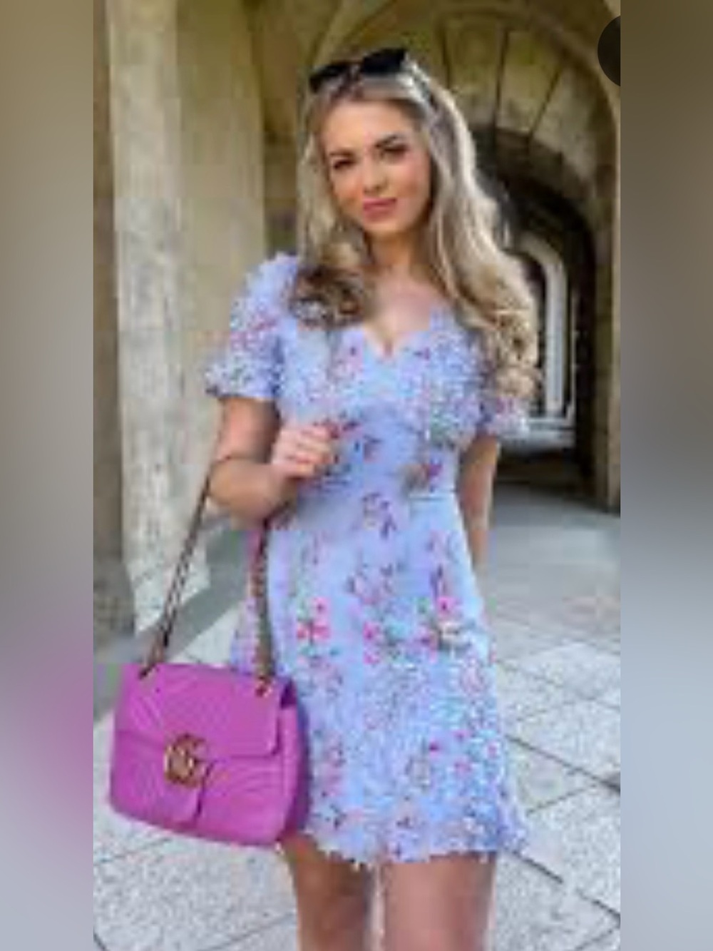 Lipsy Light Blue Floral Lace Mini Dress
